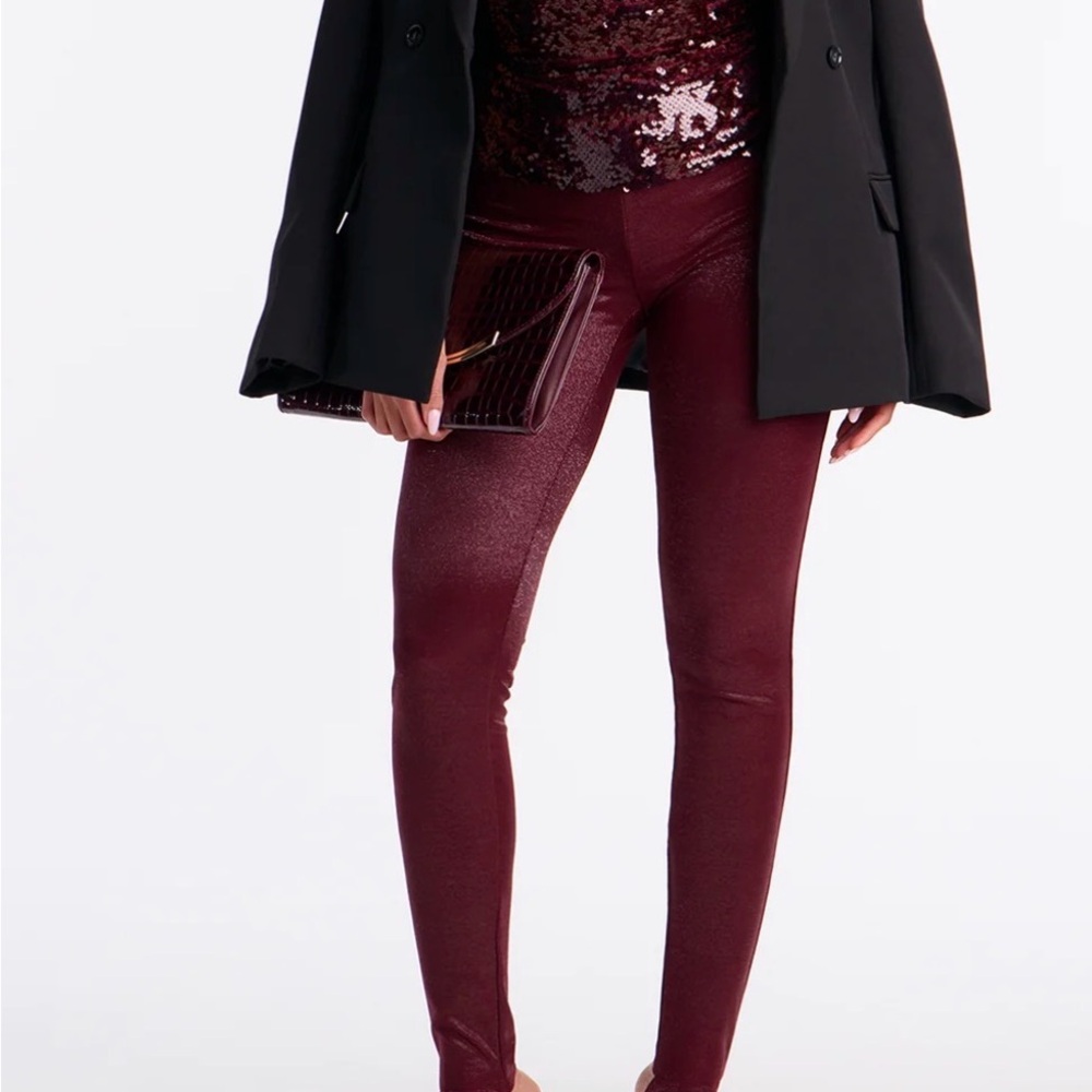 Fashion Nova Burgundy Sequin Leggings